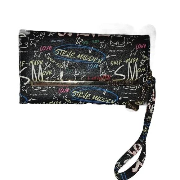 Steve Madden Black Multicolor Graphic Wallet - Picture 2 of 5